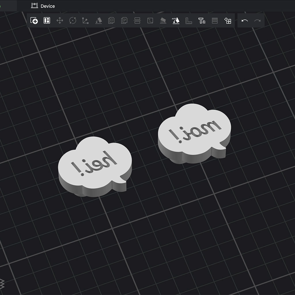 3Dプリンターで出力するためのデータを画面表示している様子